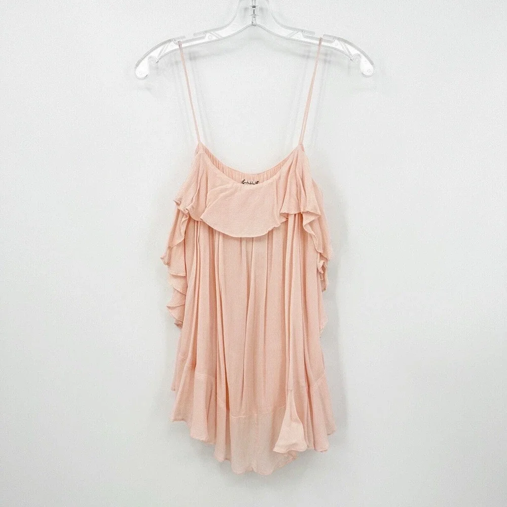 Intimately Free People Cascades Cami Size XS Pink Ruffles Flowy Feminine Flounce